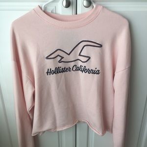 Super Soft Pink Hollister Cropped Crew Neck